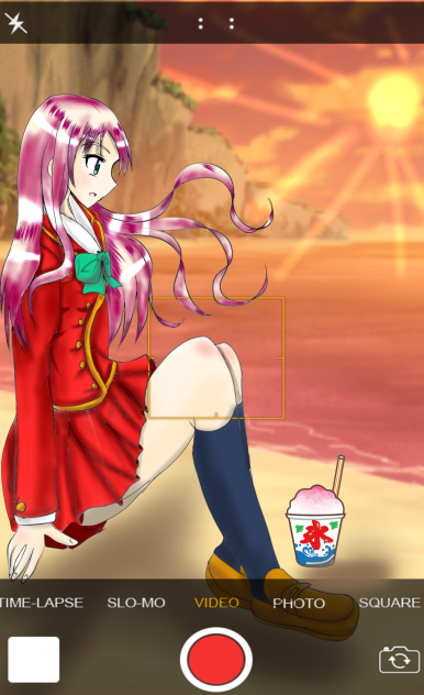 夕日の浜辺
