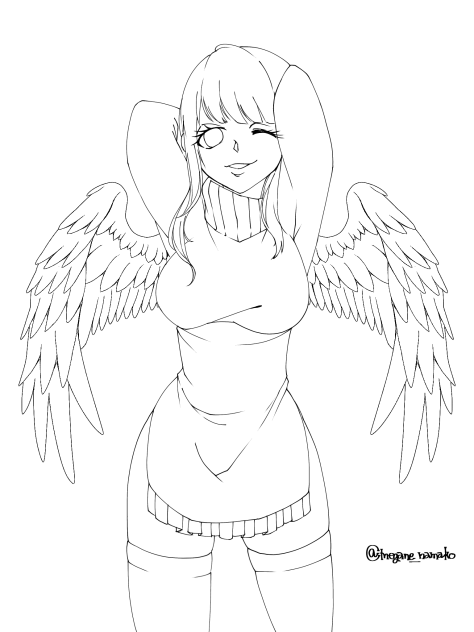 天使のおねいさん@線画