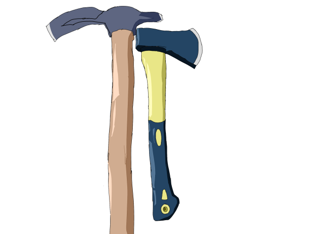 Pickaxe and hatchet