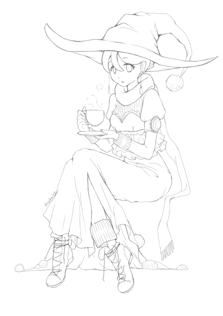 【線画】ほっこりの魔女