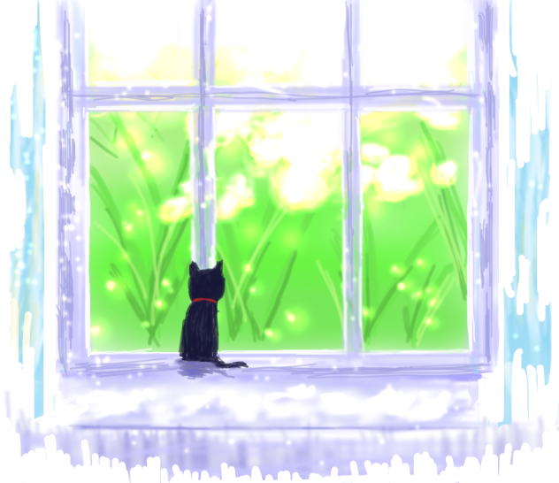 窓辺のクロネコ