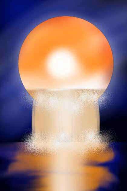 夕方の滝 スプレーアート