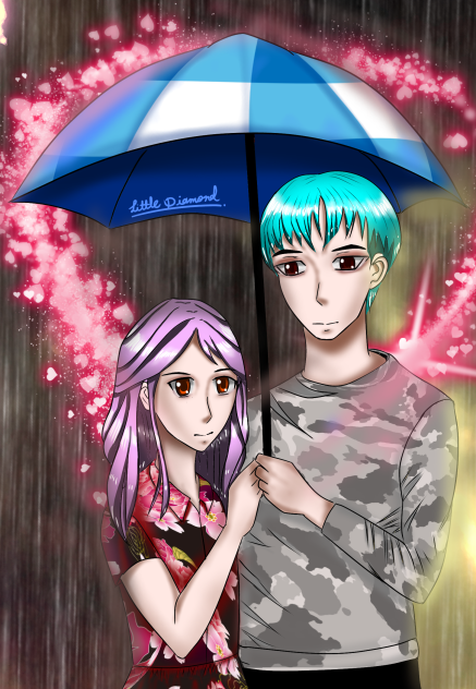 under umbrella