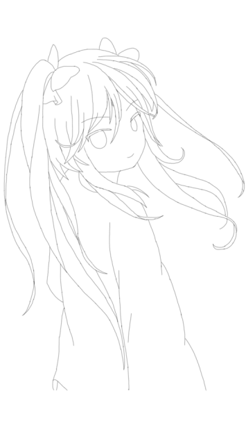 見返り美少女 線画 Ibispaint