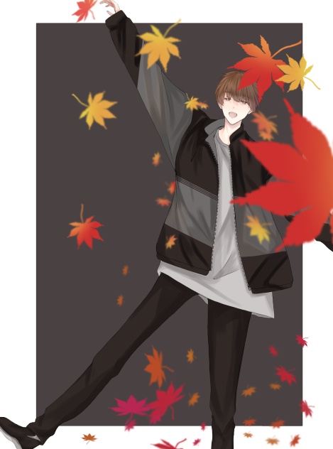 紅葉とイケメン