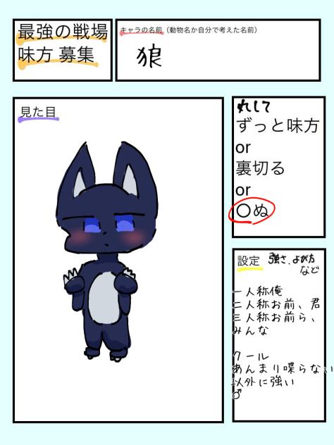 キャラ募集遅くなってすみませんでした