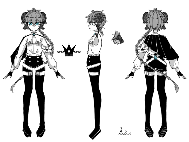 自キャラ三面図