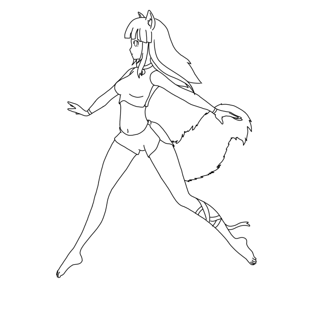 neko girl -jump- lineart