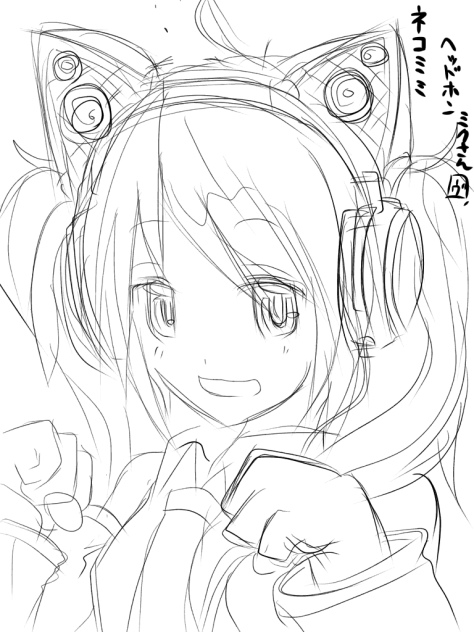 ネコミミヘッドホン付けたミクさん