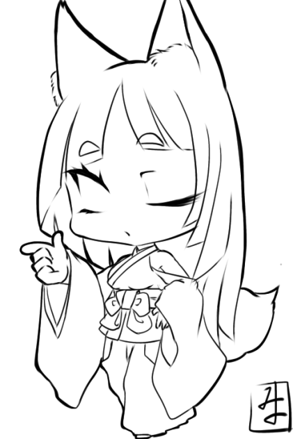 ツンツンお稲荷ちゃん　line art