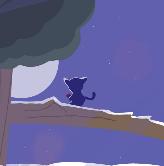 little kitty looking at moon^^