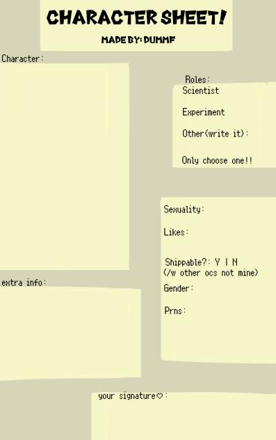 Character sheets
