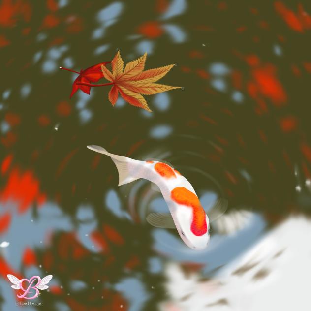 Going pond in Autumn in Japan - ibisPaint
