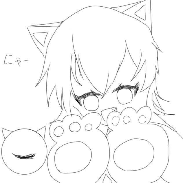 猫耳こいし線画