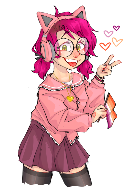 Self portrait, also lesbian flag