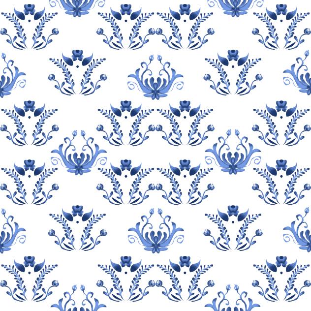 Gzhel Russian traditional pattern_Restored