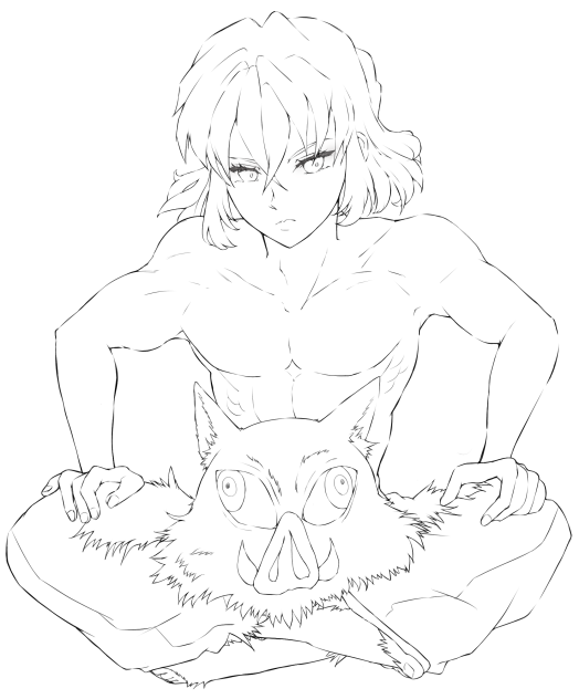 【線画】嘴平伊之助