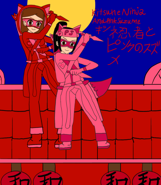 Kitsune Ninja And Pink Suzume Japan Mode