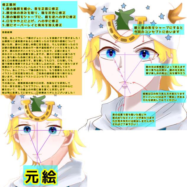 あんこクレープ様のイラストを赤ペン先生してみた件