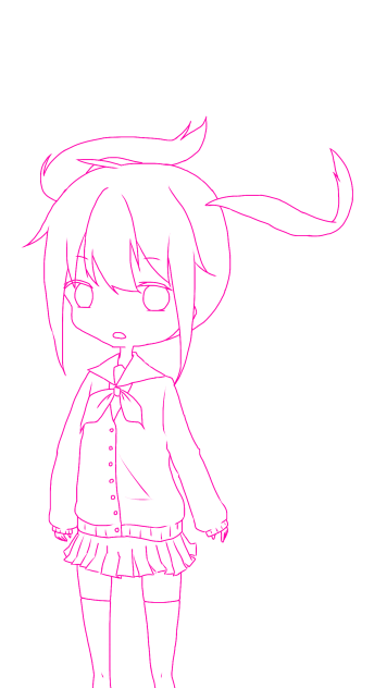 (線画)ツインテールの女の子