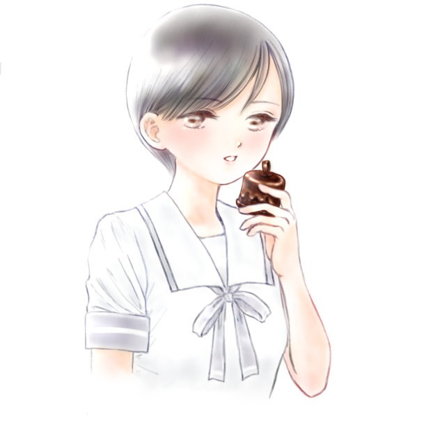 チョコケーキ鷲掴みで食べても上品な？女子高生。