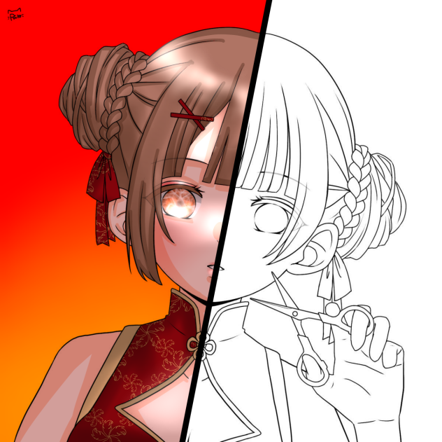 フリー線画塗ってみた！つなげてほしい！！12