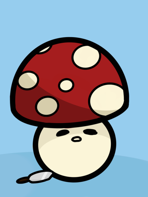Mushroom with a butterknife