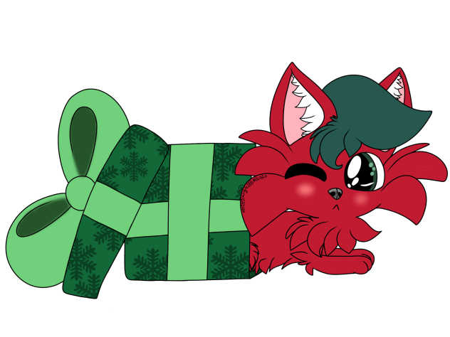 Green And Red Puppy In A Green Gift Box