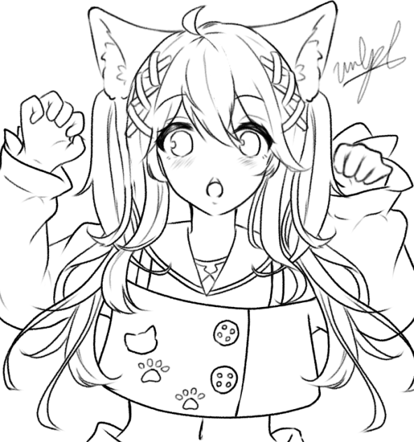 【線画】にゃー！( ΦωΦ )