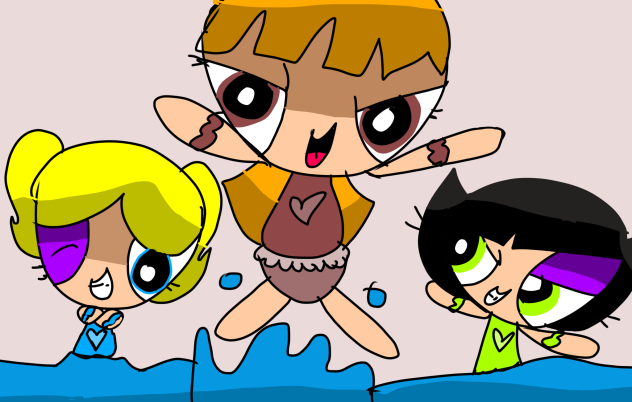 Powerpuff girls swimming fun