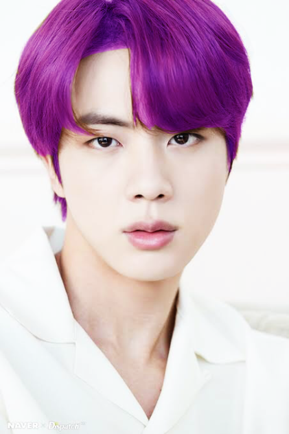 BTS Jin with purple hair