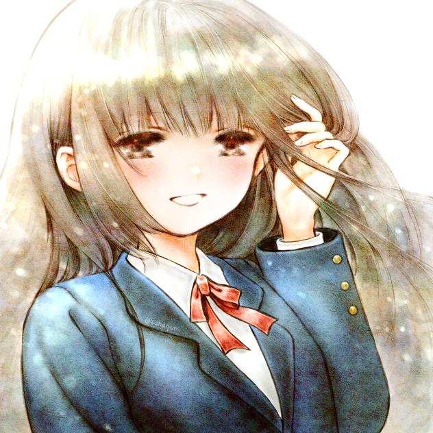 髪をかきあげてる女子高生。