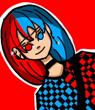 red and blue and black and brown