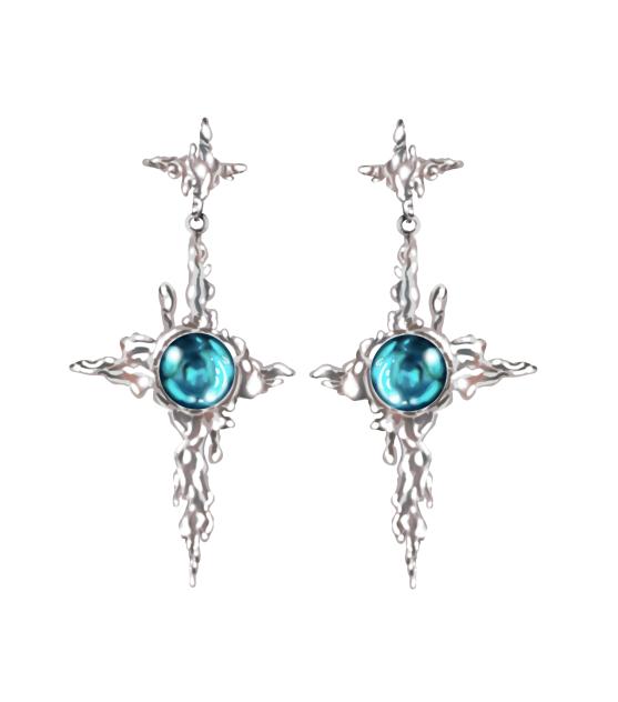 Moonstone metal cross earrings Y2K