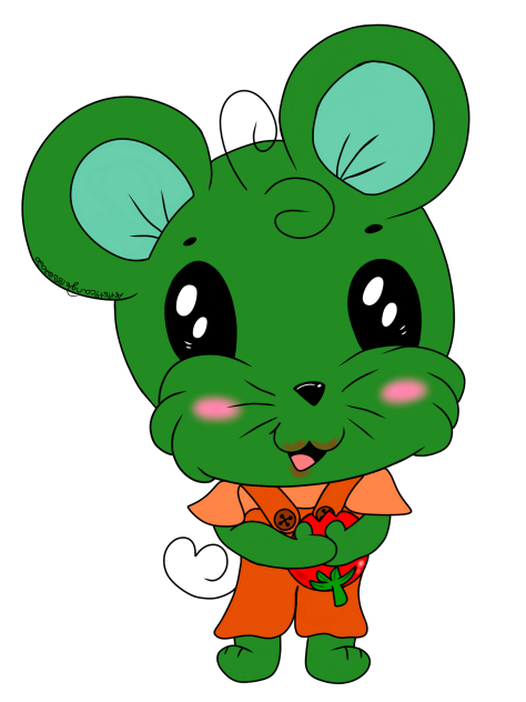 Green Boy Mouse With Tomato - Speedpaint
