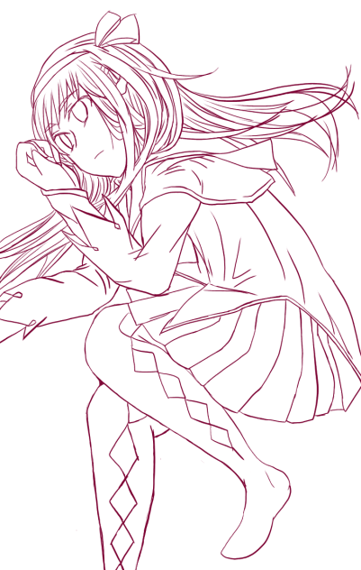 横たわる女の子-暁美ほむら-下絵
