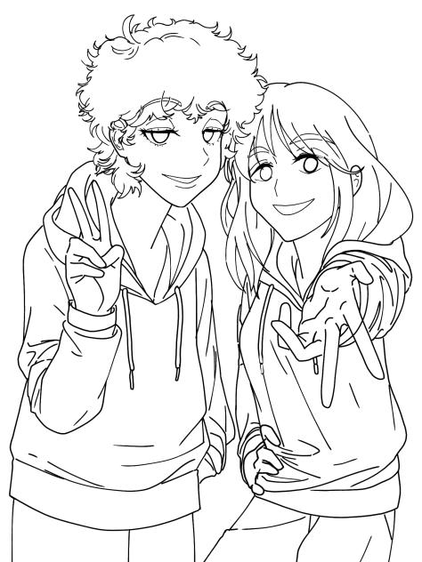Me & @llunava Selfie 12(Lineart)
