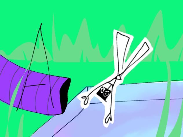 Cosmo and some dude on a waterslide
