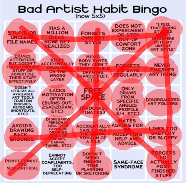 Bad artist habit bingo