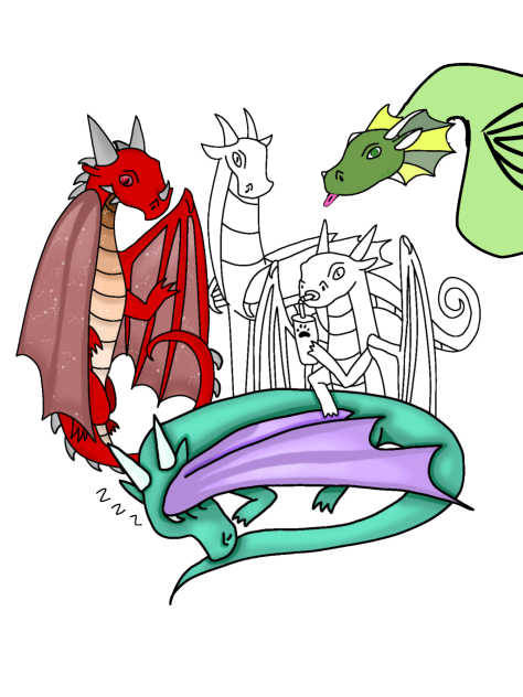 Dragon colour mauve version three