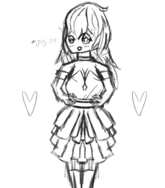 Sketch of  a Caring Shy little girl