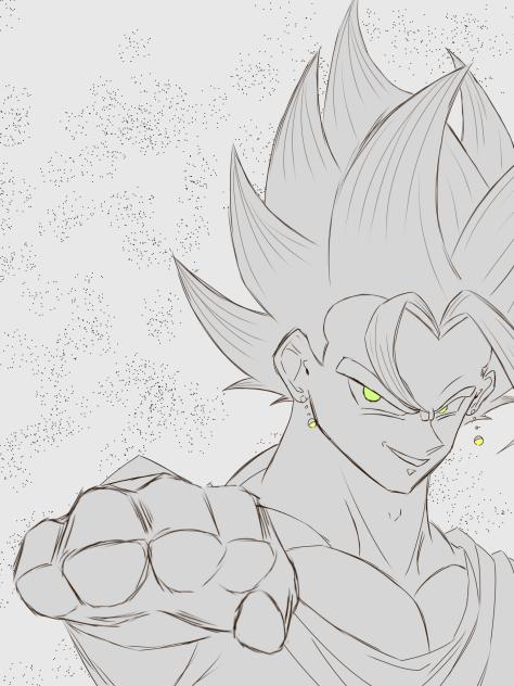 ドラゴンボール ベジット　モノクロ ベジット 白黒 - ibisPaint