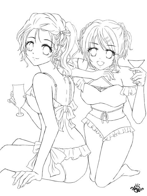#ナイトプール線画