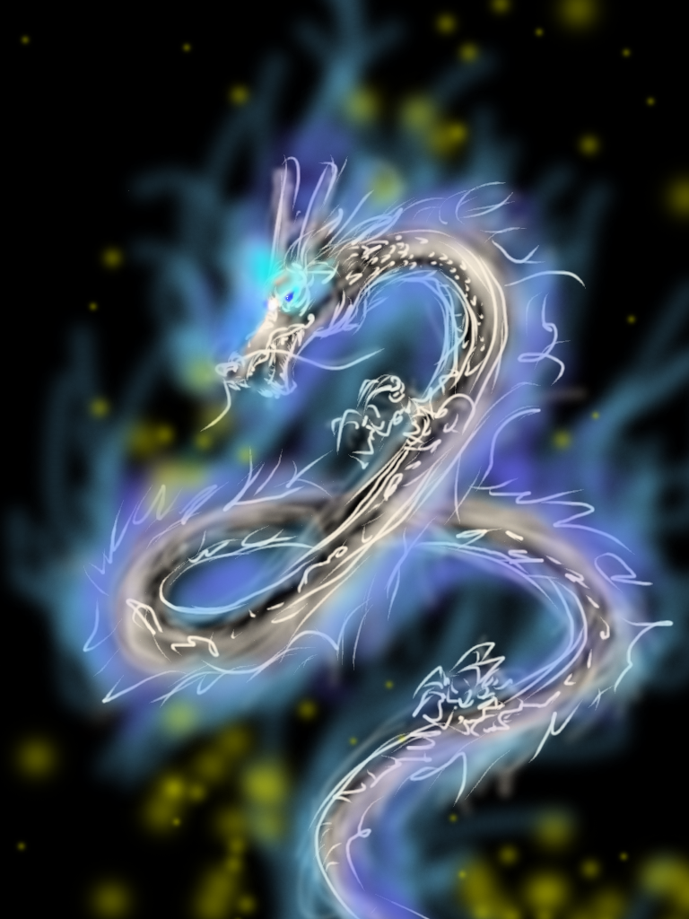 手描きイラスト＊オリジナル【青龍】 青龍 龍神 龍 の水彩画 開運 イラスト アート（デジタル