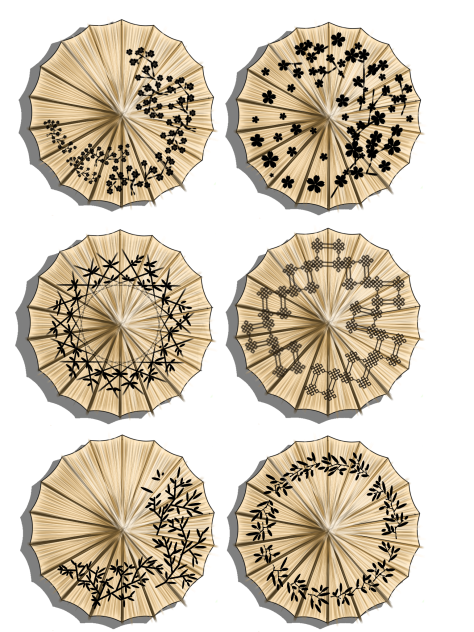 Umbrella bamboo ink motif