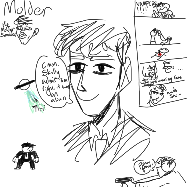 Molder from The X Files, doodles