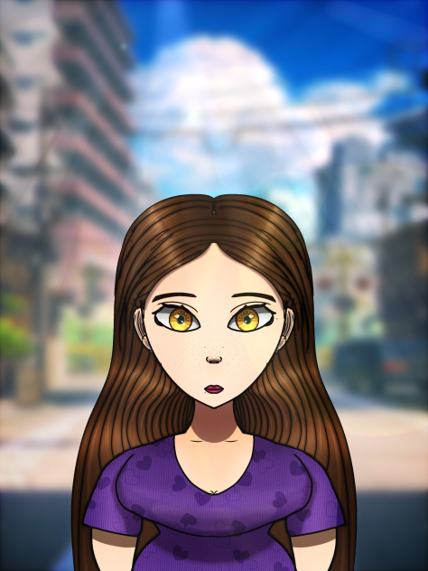 The girl  with long hair