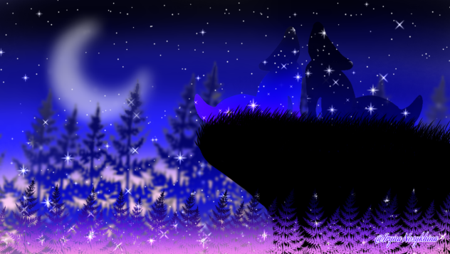 Two wolfs in the magic forest