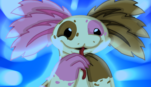 axolotl munching on a bloodworm