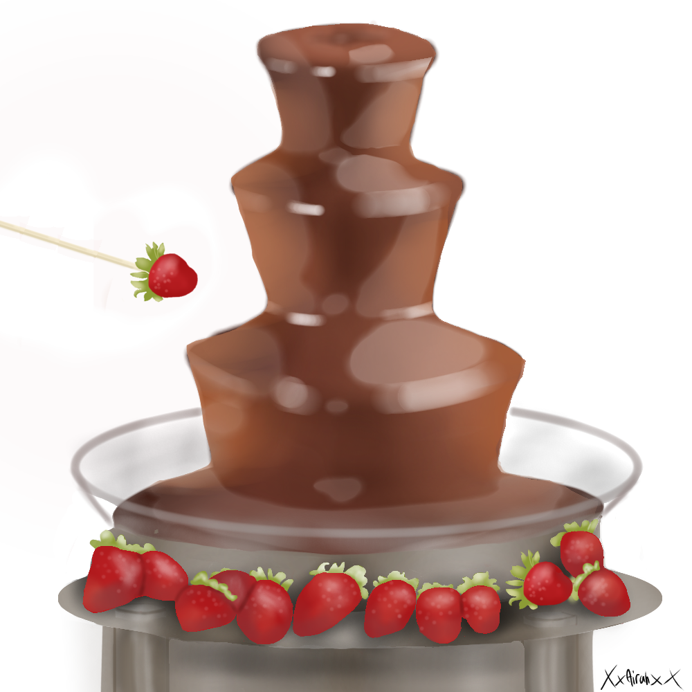 chocolate fountain with strawberries - ibisPaint